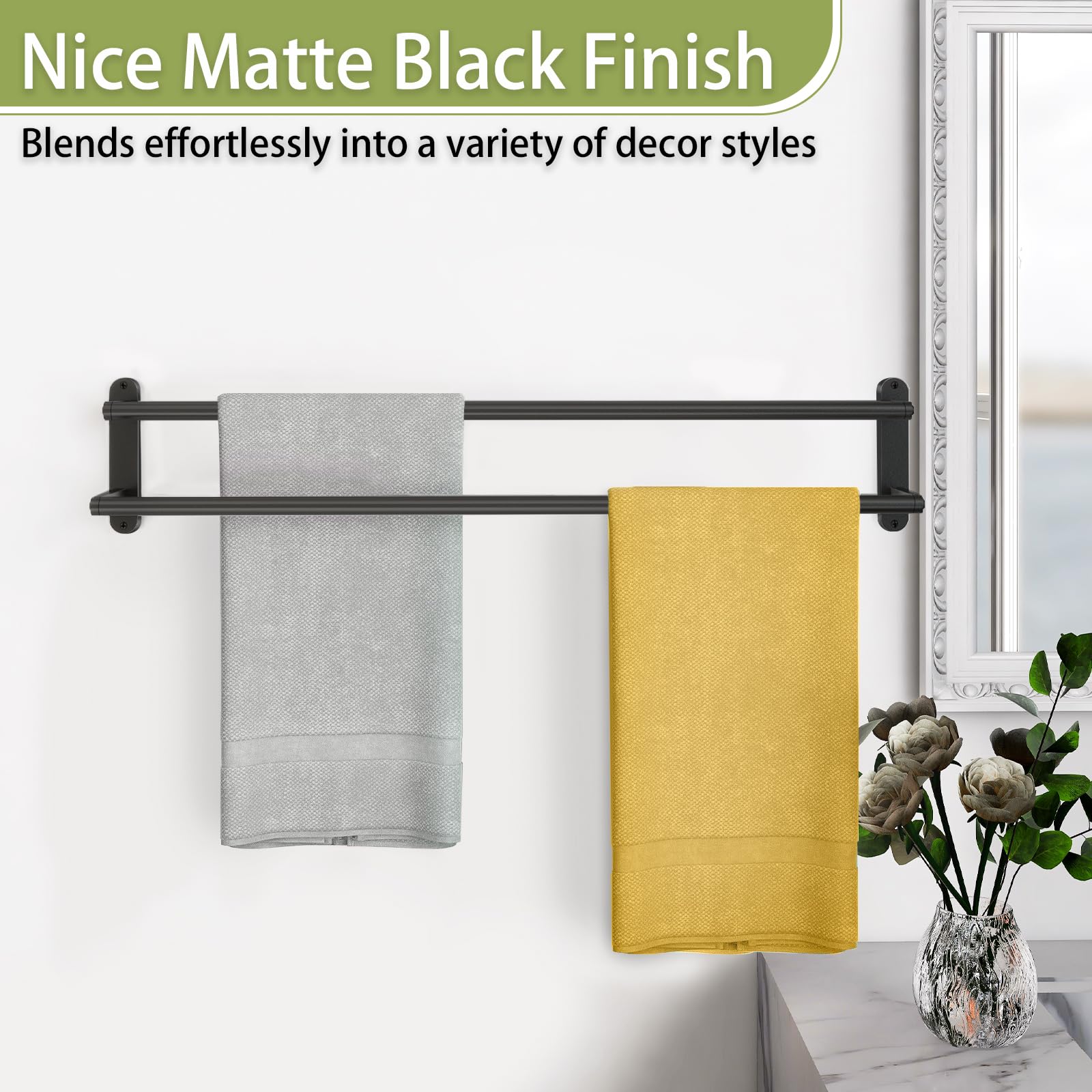 XEENEW screw-mounted rack provides sturdy support for daily bathroom use