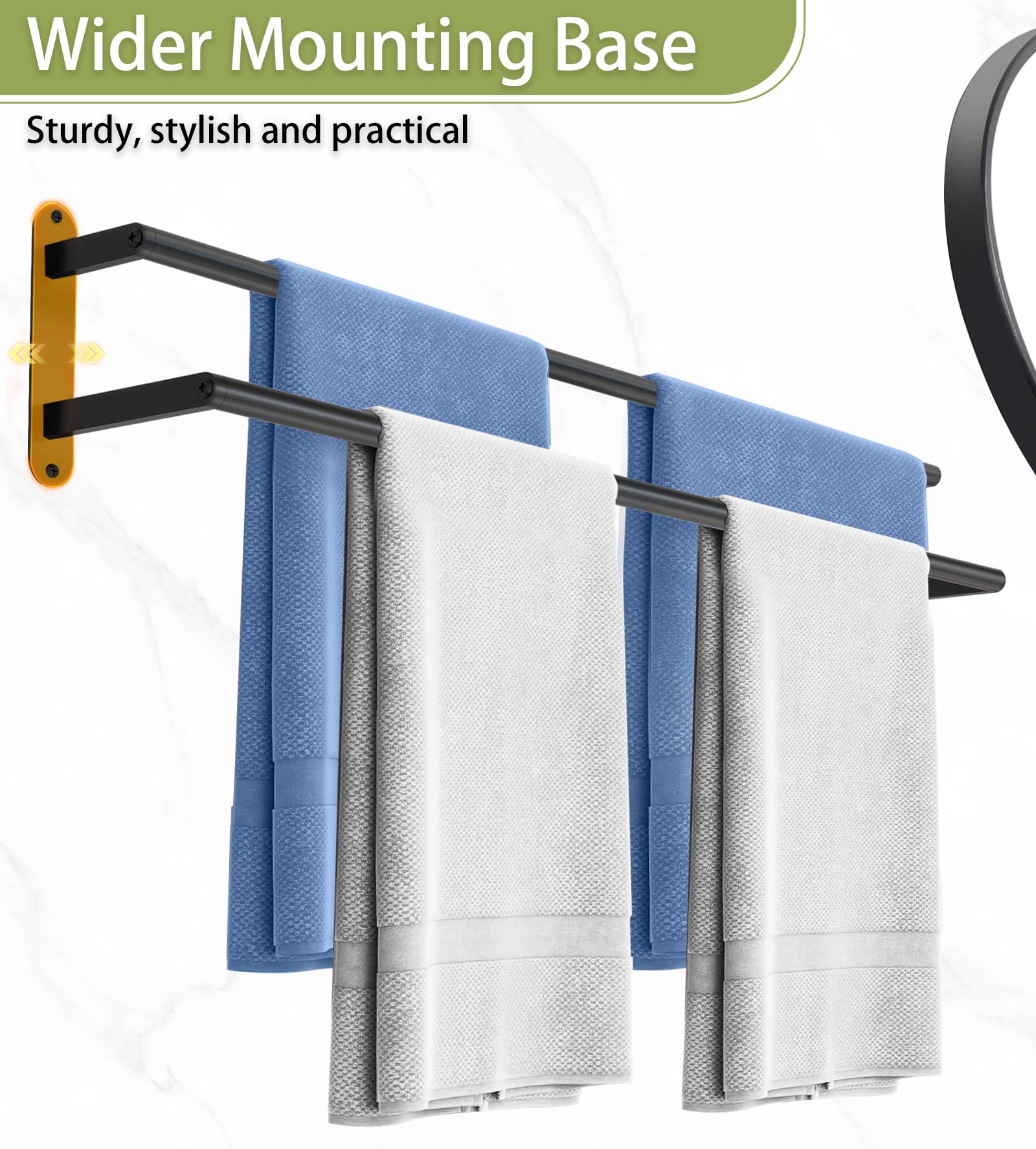XEENEW stainless steel wall-mounted towel rack highlights durable, rust-resistant construction