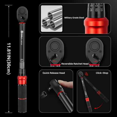 XEIMILE 72-tooth ratchet delivers smooth clicks for accurate tightening.