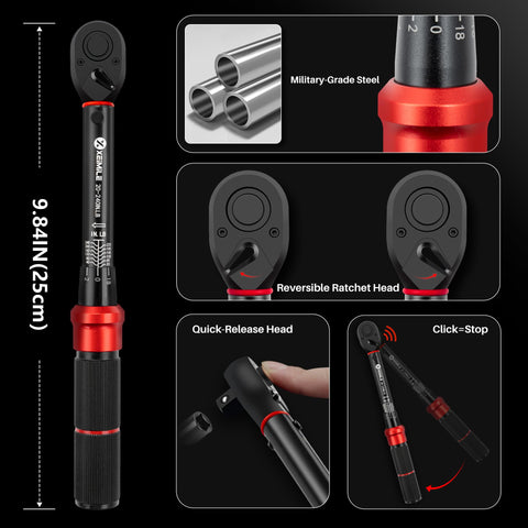 XEIMILE torque wrench with ergonomic non-slip handle reduces fatigue during use.