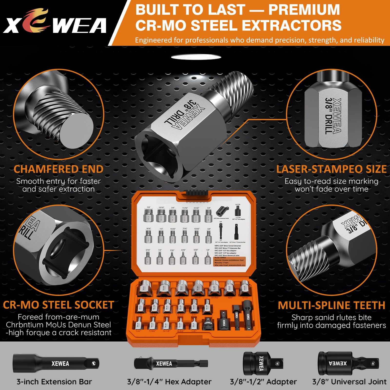 XEWEA 38-1-4 hex adapter enables versatile tool compatibility.