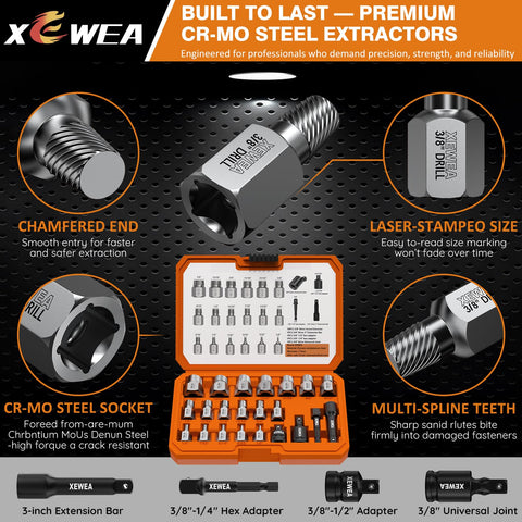 XEWEA 38-1-4 hex adapter enables versatile tool compatibility.