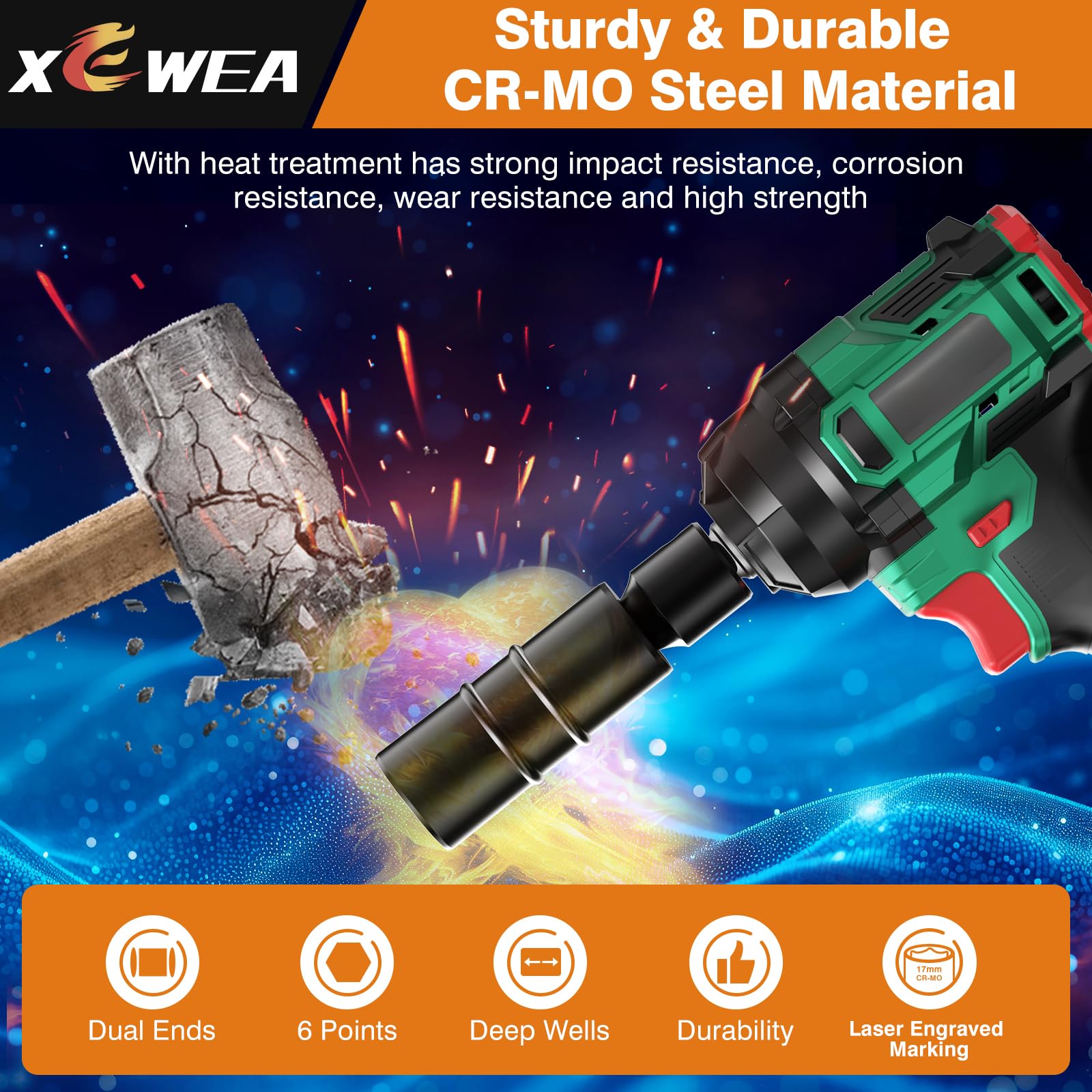 XEWEA anti-rust black phosphate coating protects sockets