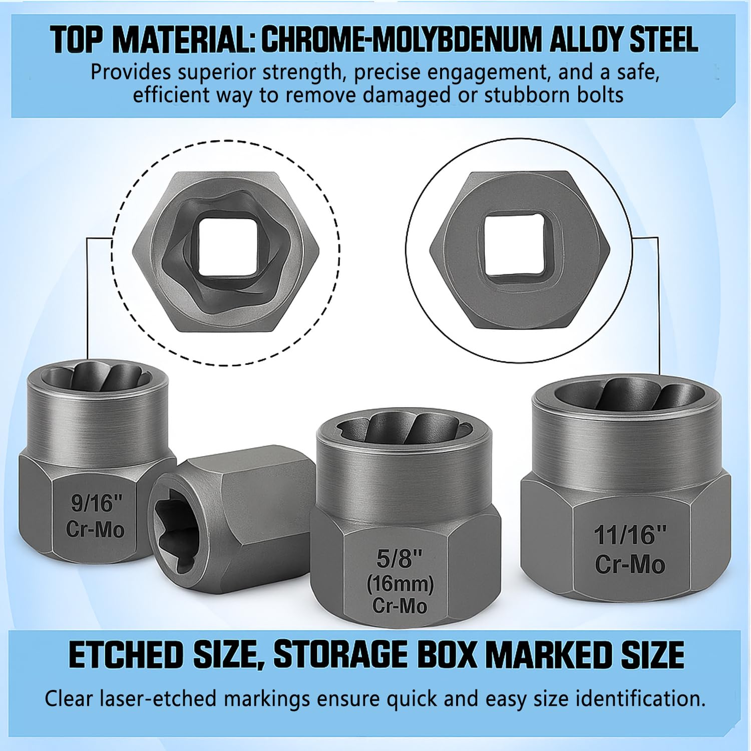 XEWEA 3/8 drive extractor for direct torque transfer and efficient removal.