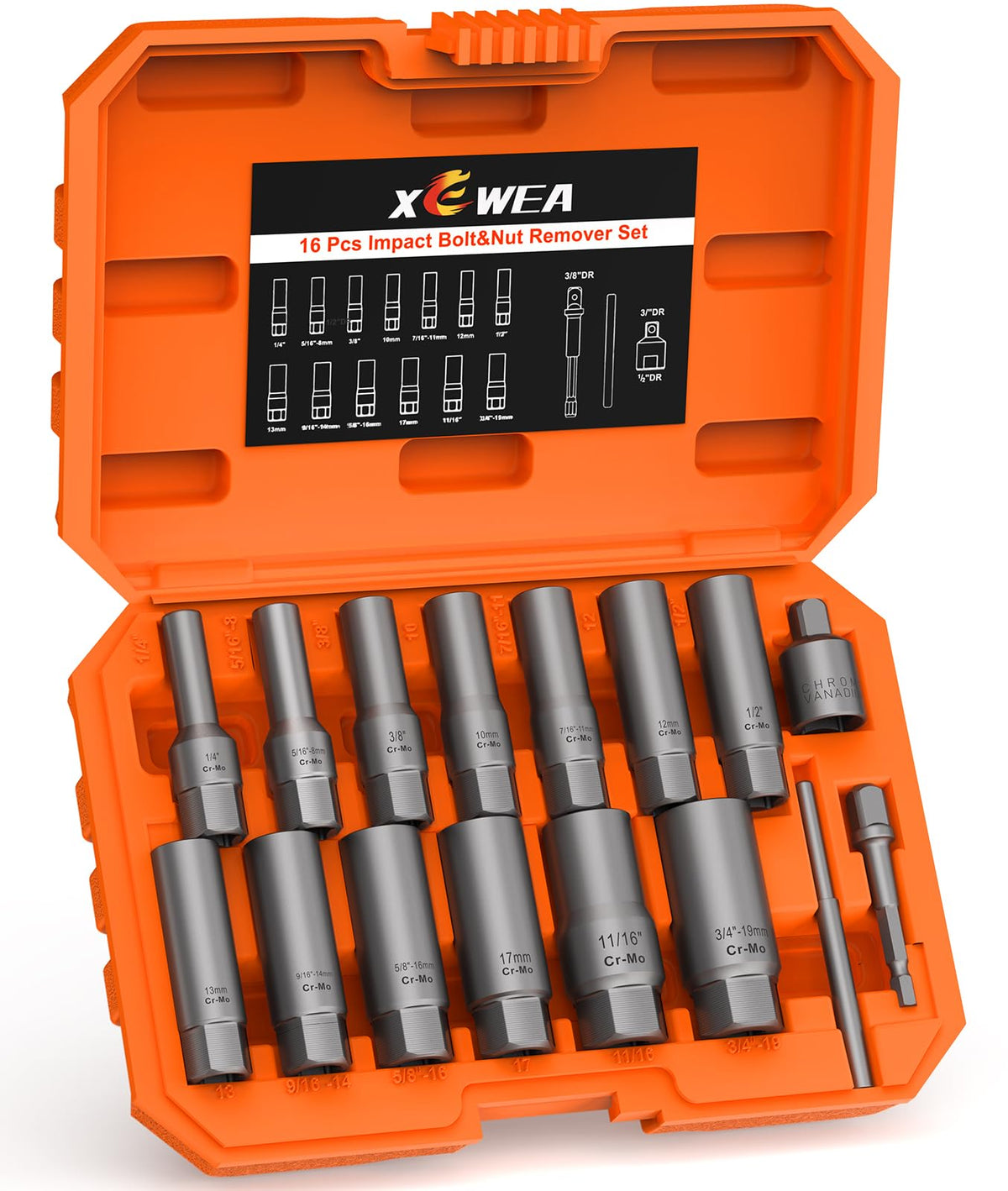 XEWEA bolt extractor set in compact case for easy storage and quick access.