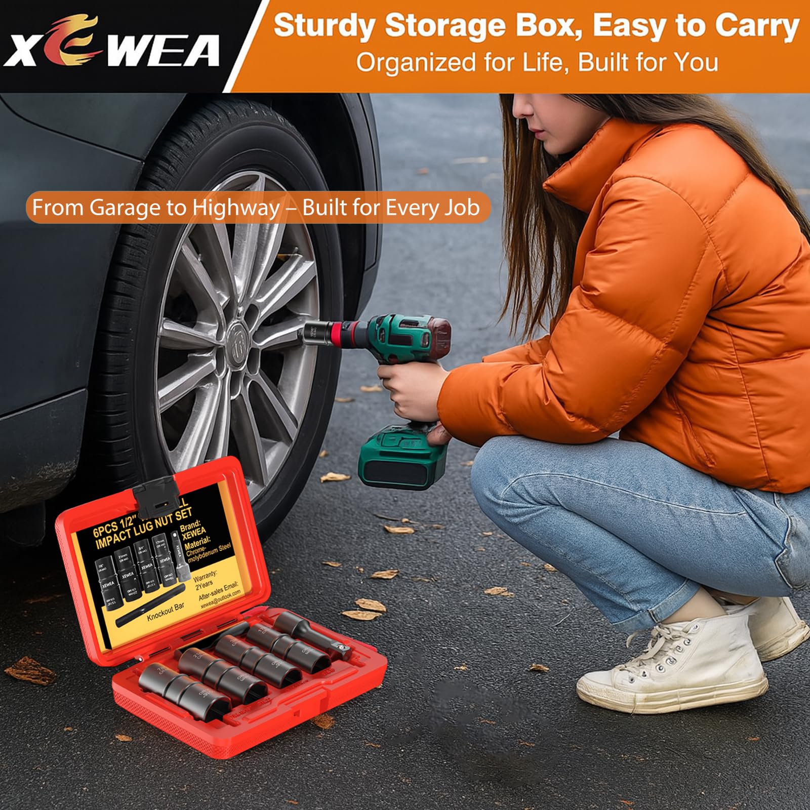 XEWEA rugged blow-molded case keeps sockets organized