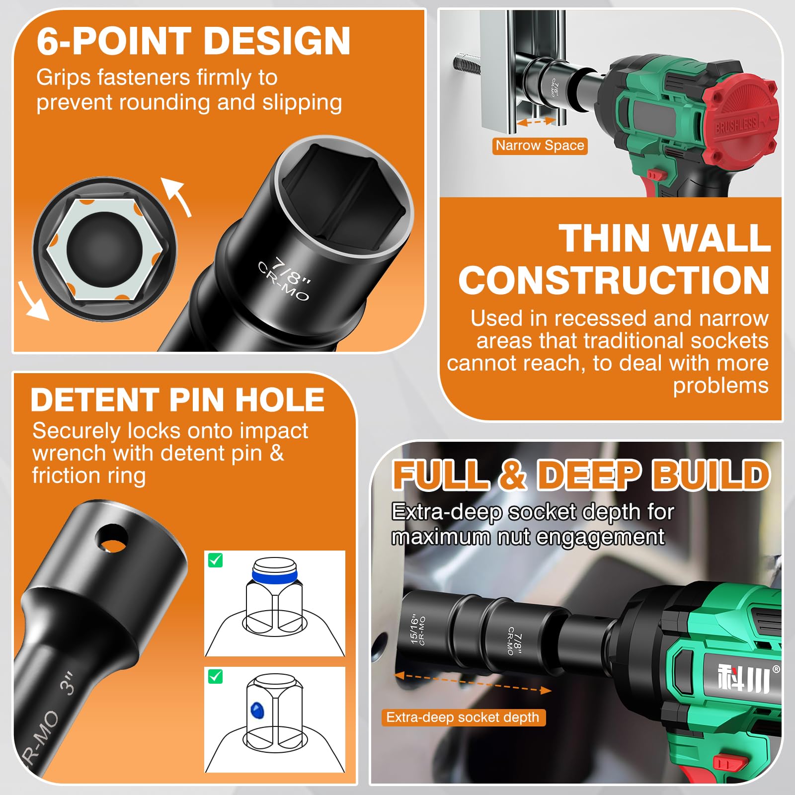 XEWEA flip-socket dual-end set for 3/4–15/16 inch heavy lug nuts