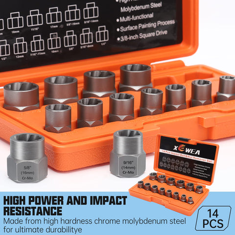 XEWEA internal spiral flutes grip a seized bolt for secure removal.