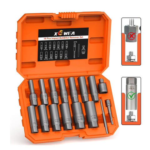 XEWEA included toolbox helps keep bolts, nuts and extractors organized.