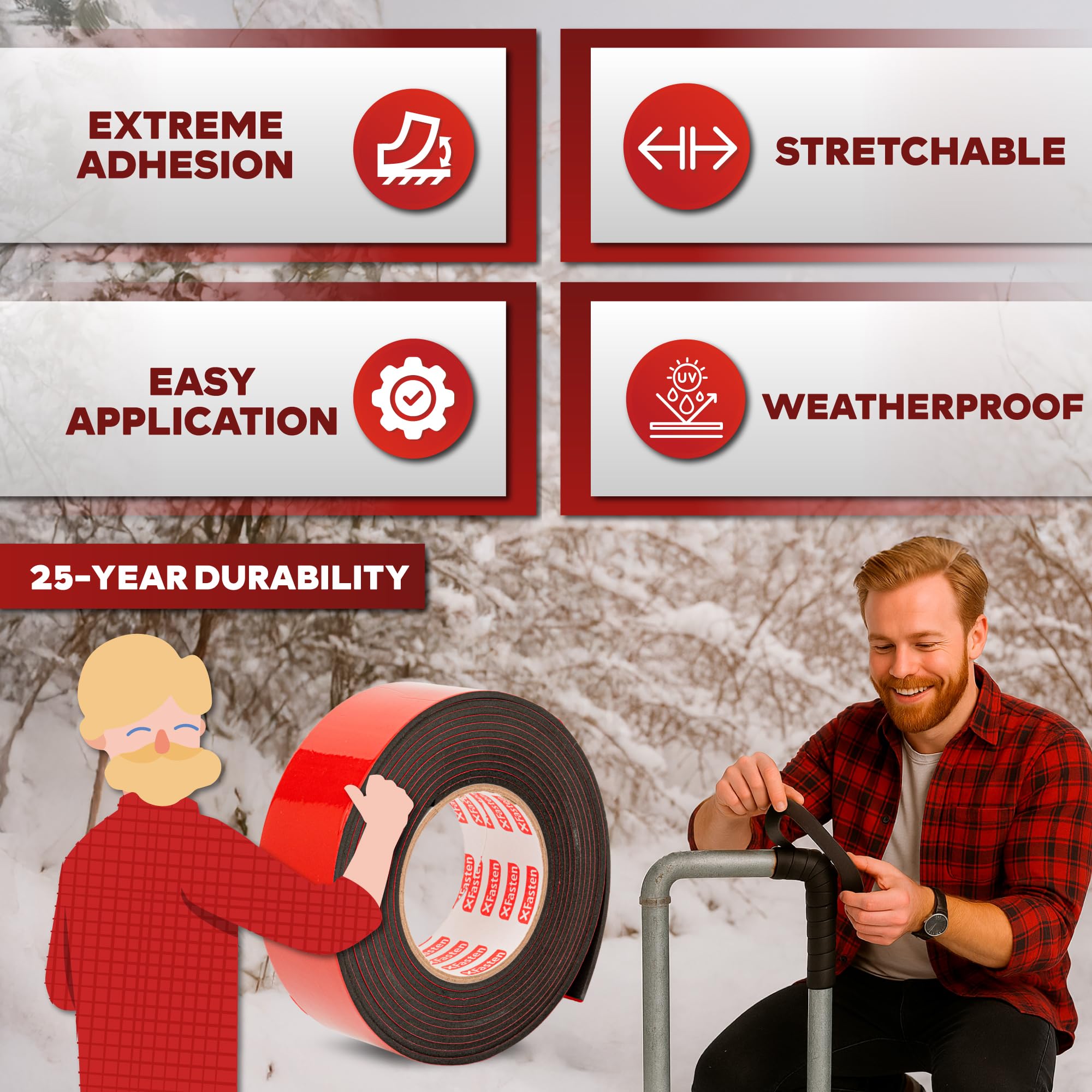 XFasten tape applied outdoors on pipes for weatherproof insulation