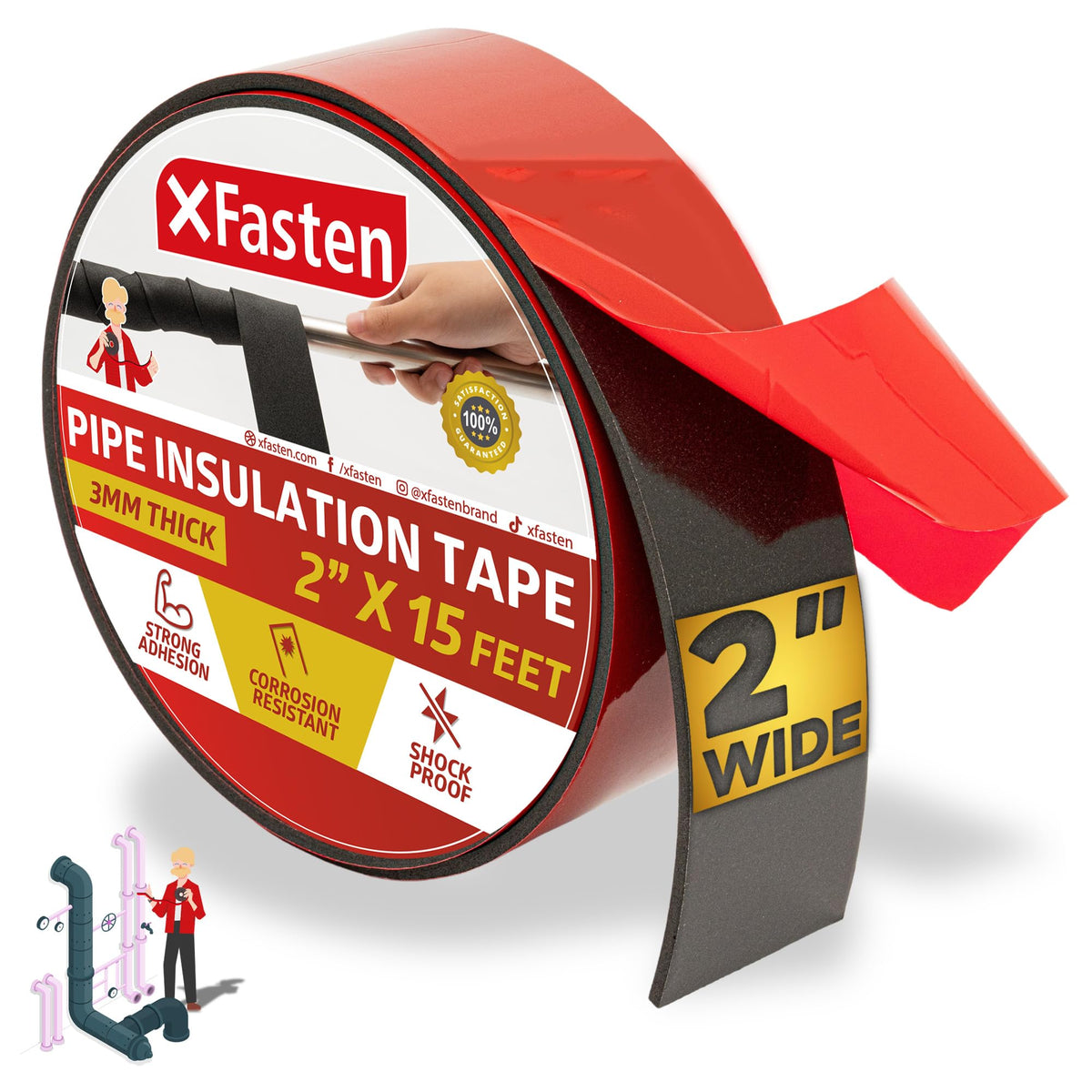 XFasten foam pipe insulation tape roll for durable weatherproof pipe insulation