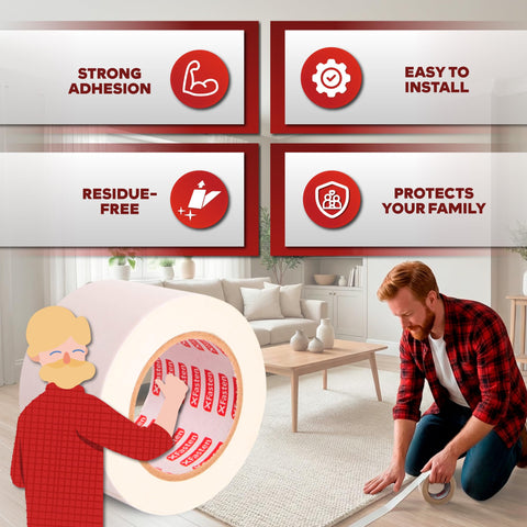XFasten rug grip tape prevents slips in high-traffic entryways