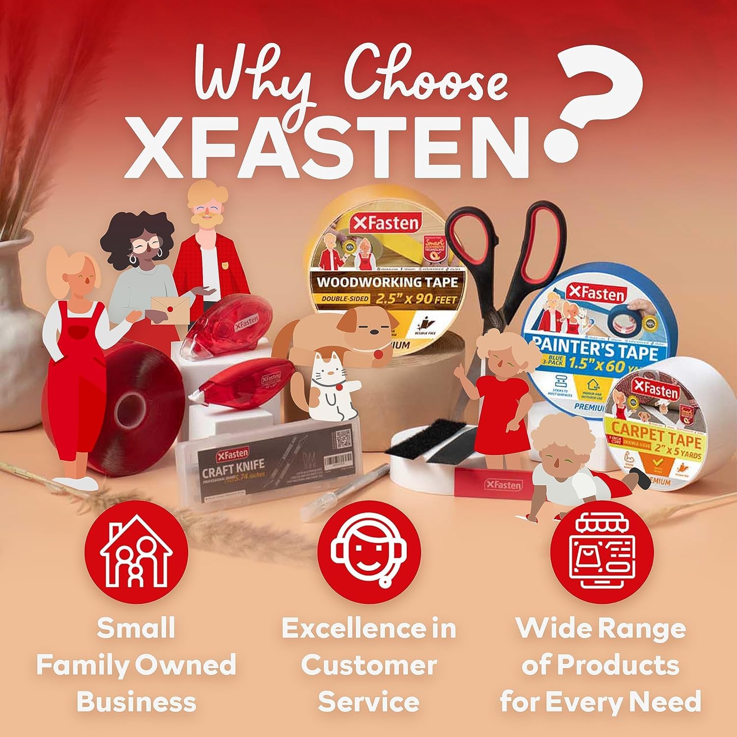 XFasten tape provides sturdy hold while allowing easy cleanup after tasks.