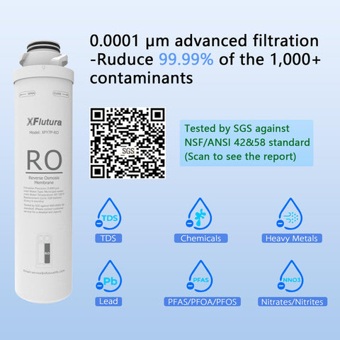 XFlutura 100 GPD RO membrane delivering high efficiency filtration.
