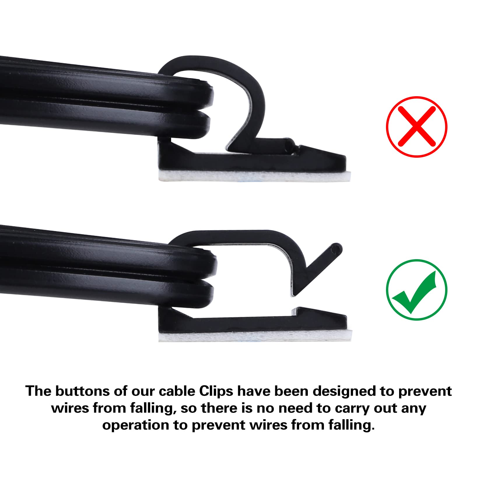XHF cable clip works on glass, wood, metal, plastic surfaces.