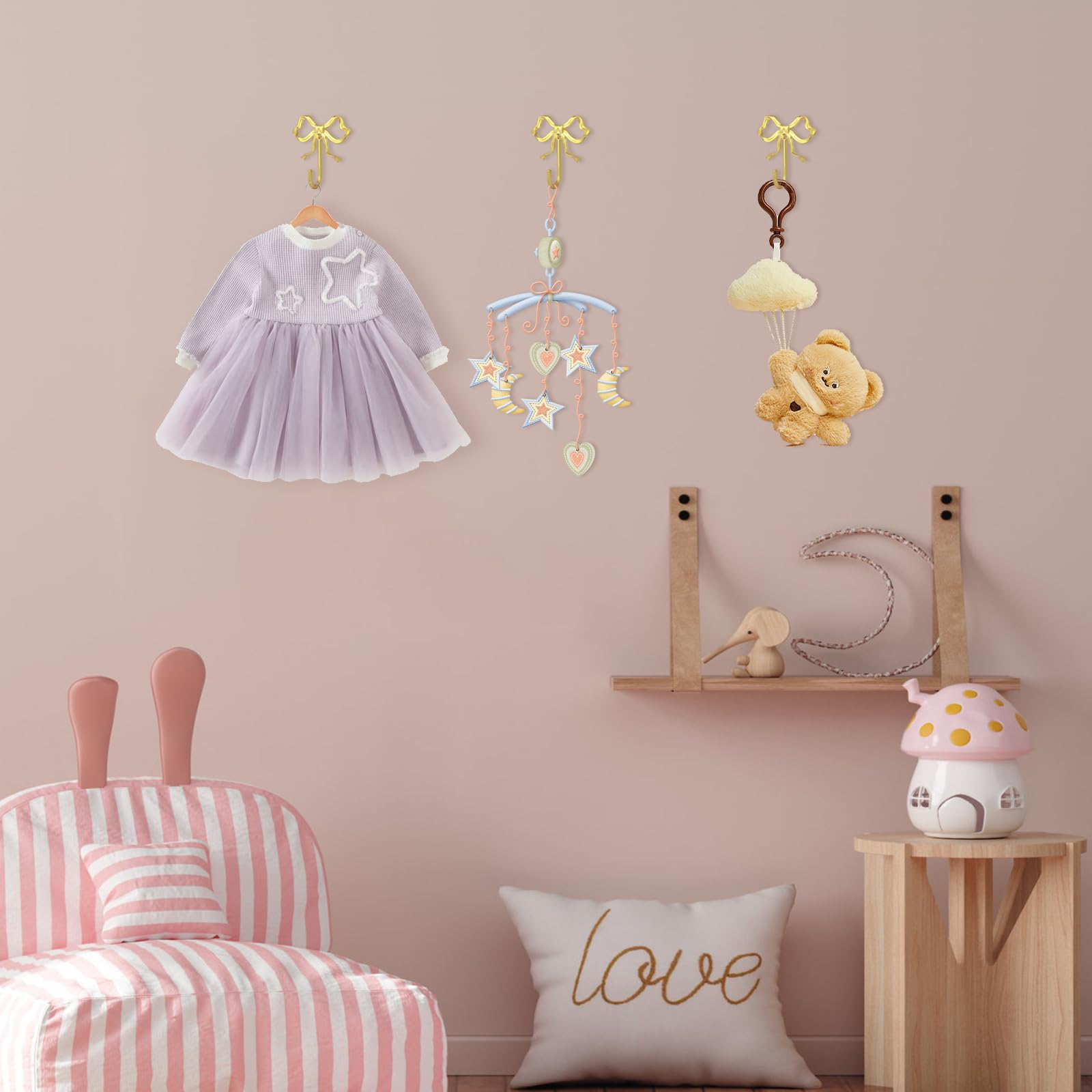 XHIPY gold bow wall hook closeup metal reveals rust-resistant coating for long-lasting shine