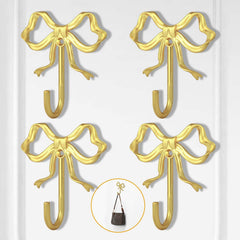 XHIPY gold bow wall hook front view shows sturdy metal construction for durable organization