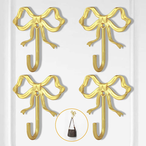 XHIPY gold bow wall hook front view shows sturdy metal construction for durable organization