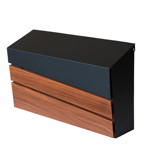 xhlokk wall-mount mailbox with walnut wood panel for outdoor durability