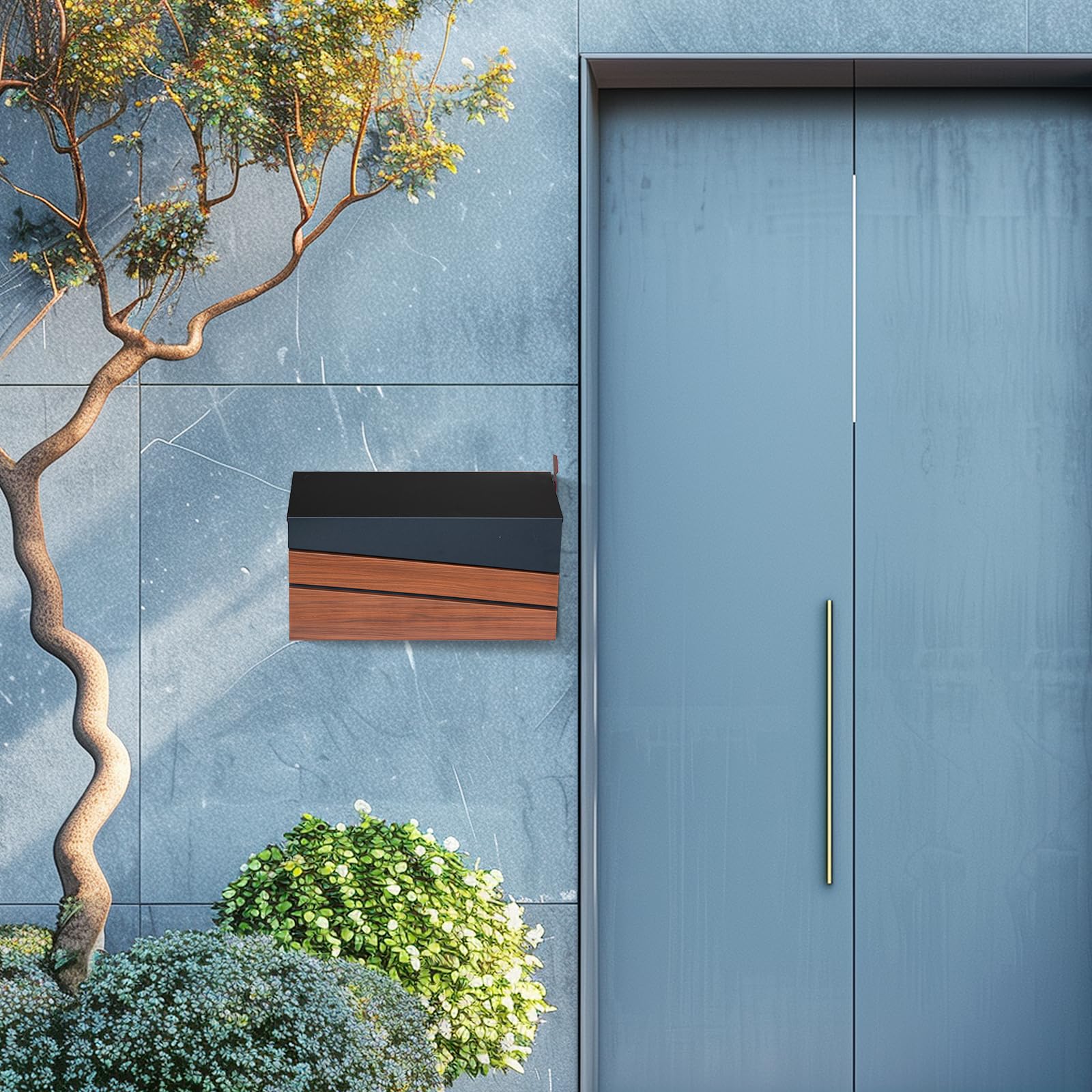 Xhlokk weather-resistant metal mailbox suits outdoor entryways.