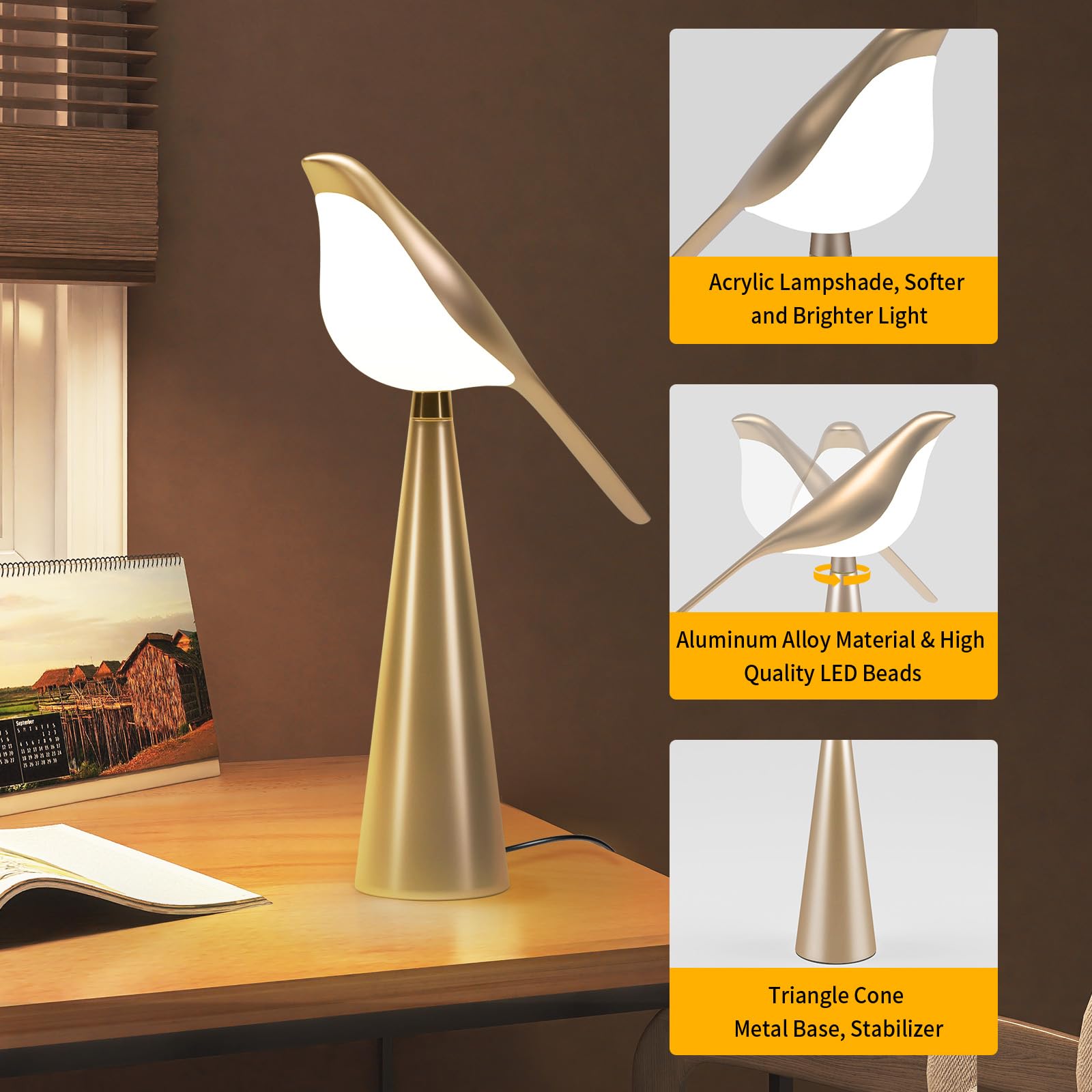 Xhope4u desk lamp with three colors and dimmable brightness for study.