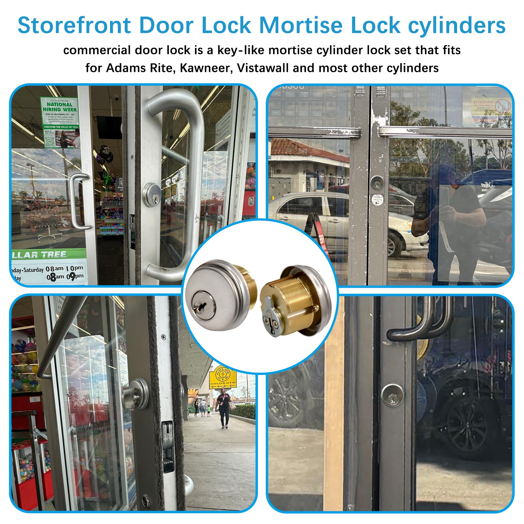 Xiang's solid brass lock cylinder with two keys and mounting collar for quick installation