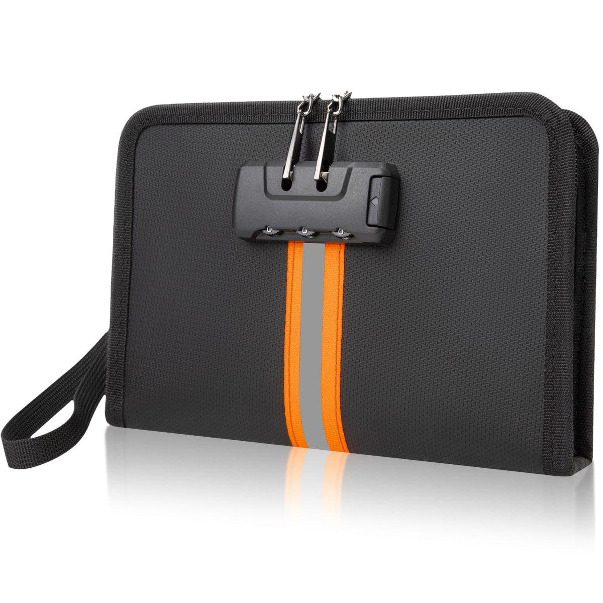 XIAODUN fireproof money bag with lock and zipper for secure cash storage.