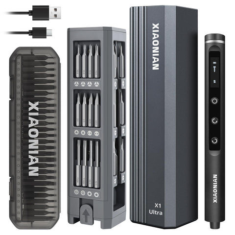 XIAONIAN electric screwdriver set in compact case for portable electronics repair