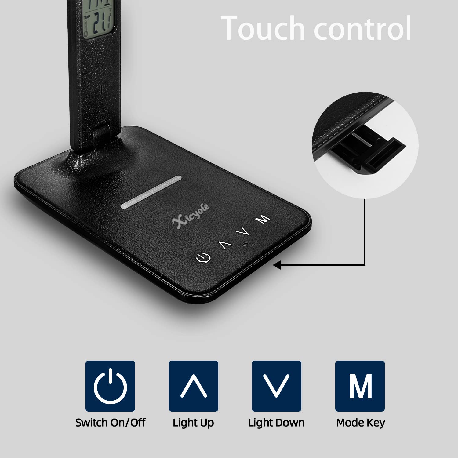 Xicyole black desk lamp fits home or office spaces.