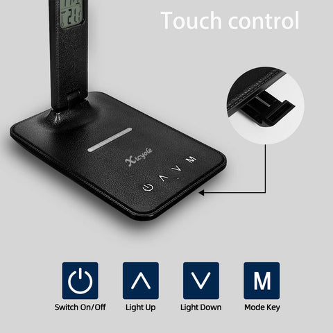 Xicyole black desk lamp fits home or office spaces.