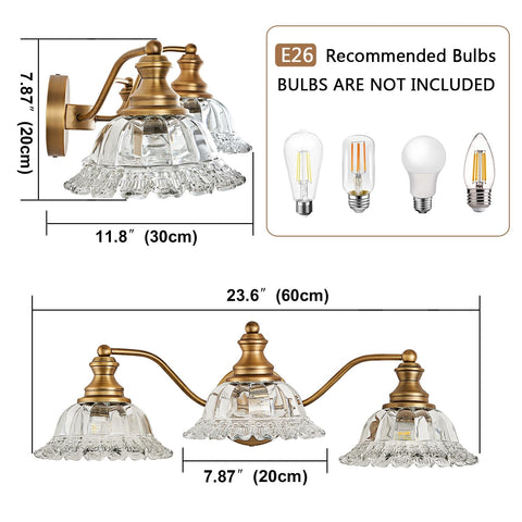 Ambient evening glow from XIEDUN three-light vanity fixture