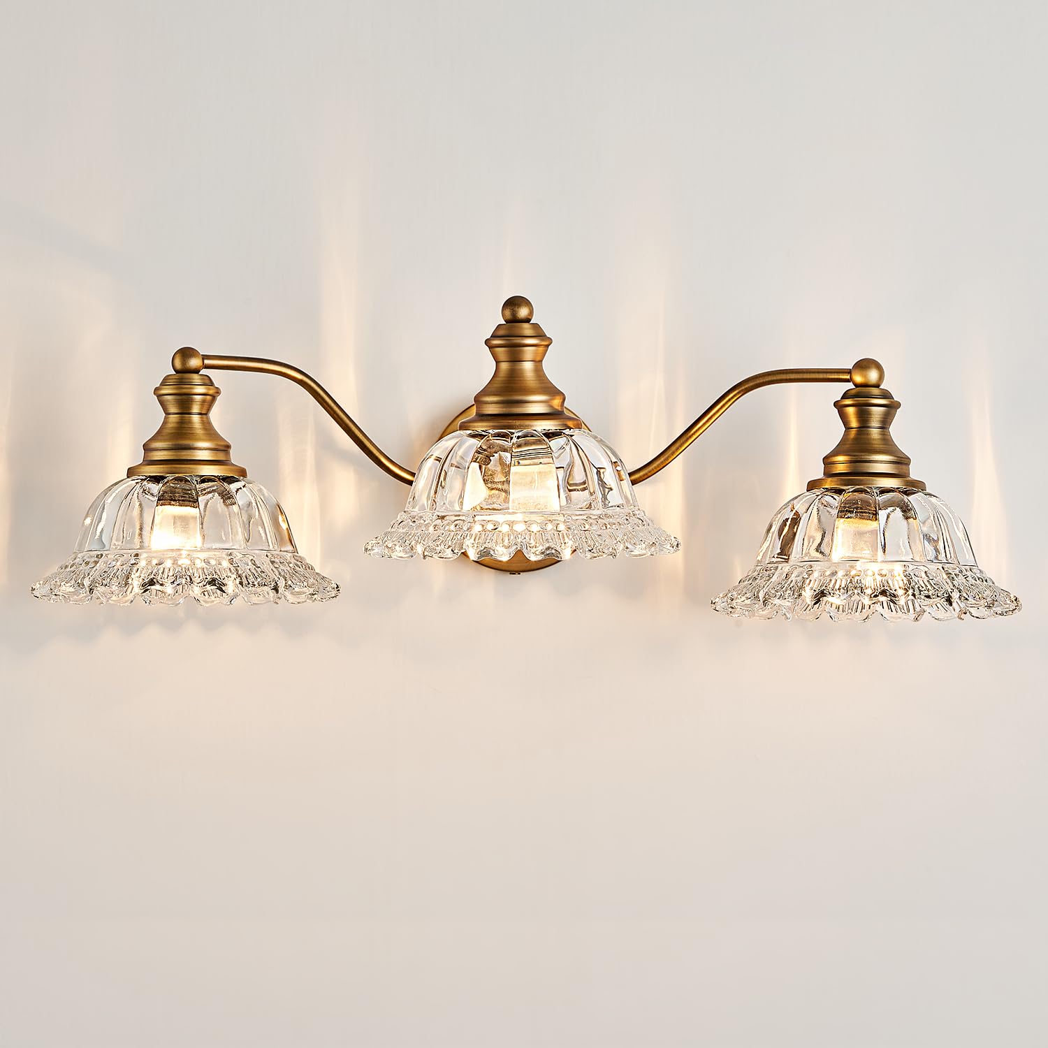 XIEDUN vintage three-light bathroom vanity fixture with crystal glass shades for a timeless look