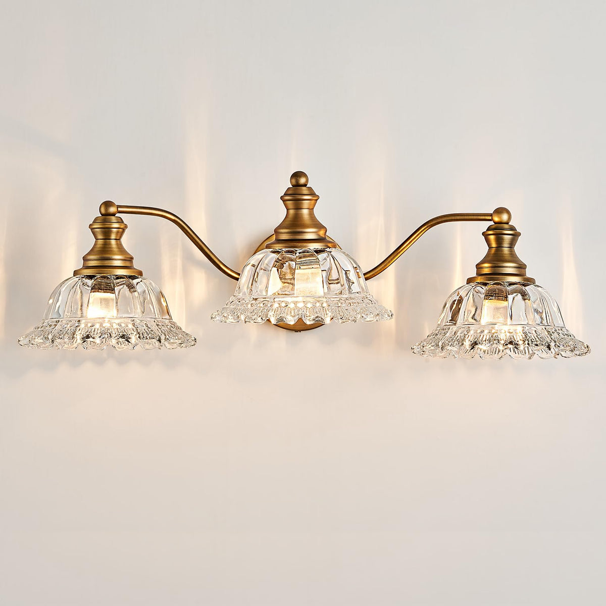 XIEDUN vintage three-light bathroom vanity fixture with crystal glass shades for a timeless look