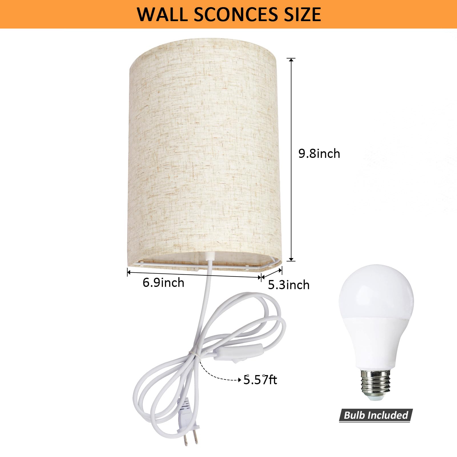 XIEYOR plug-in wall light with warm, soft, daylight options for bedrooms