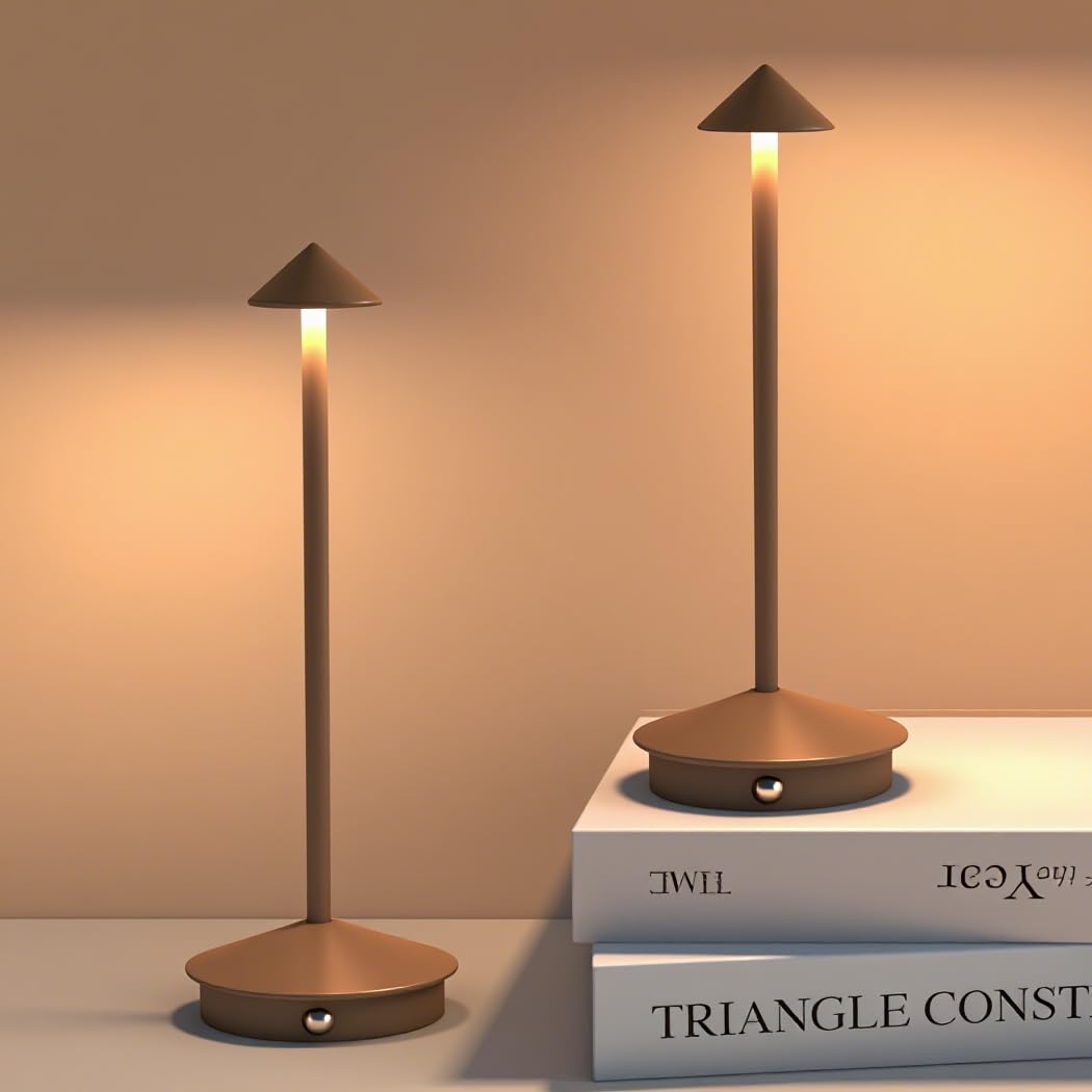 XIH 2-pack LED table lamps in brown provide cordless convenience for any room.