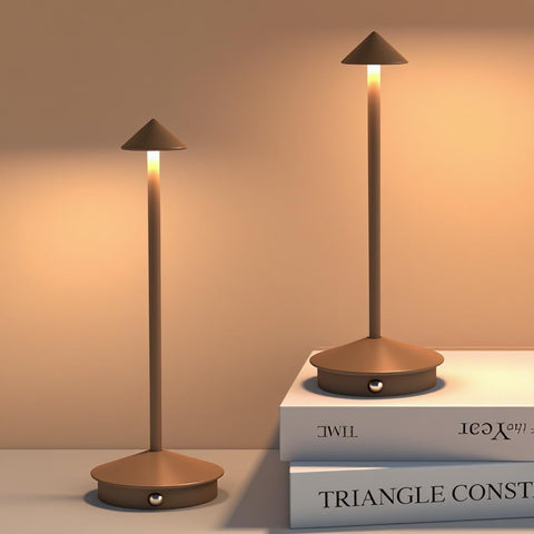 XIH 2-pack LED table lamps in brown provide cordless convenience for any room.