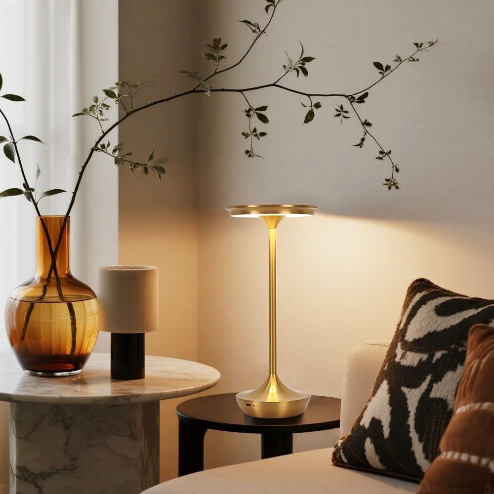XIH LED table lamp gold finish complements modern spaces