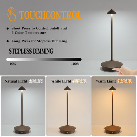 XIH touch-control lamp offers 3 colors and dimming for flexible ambiance.