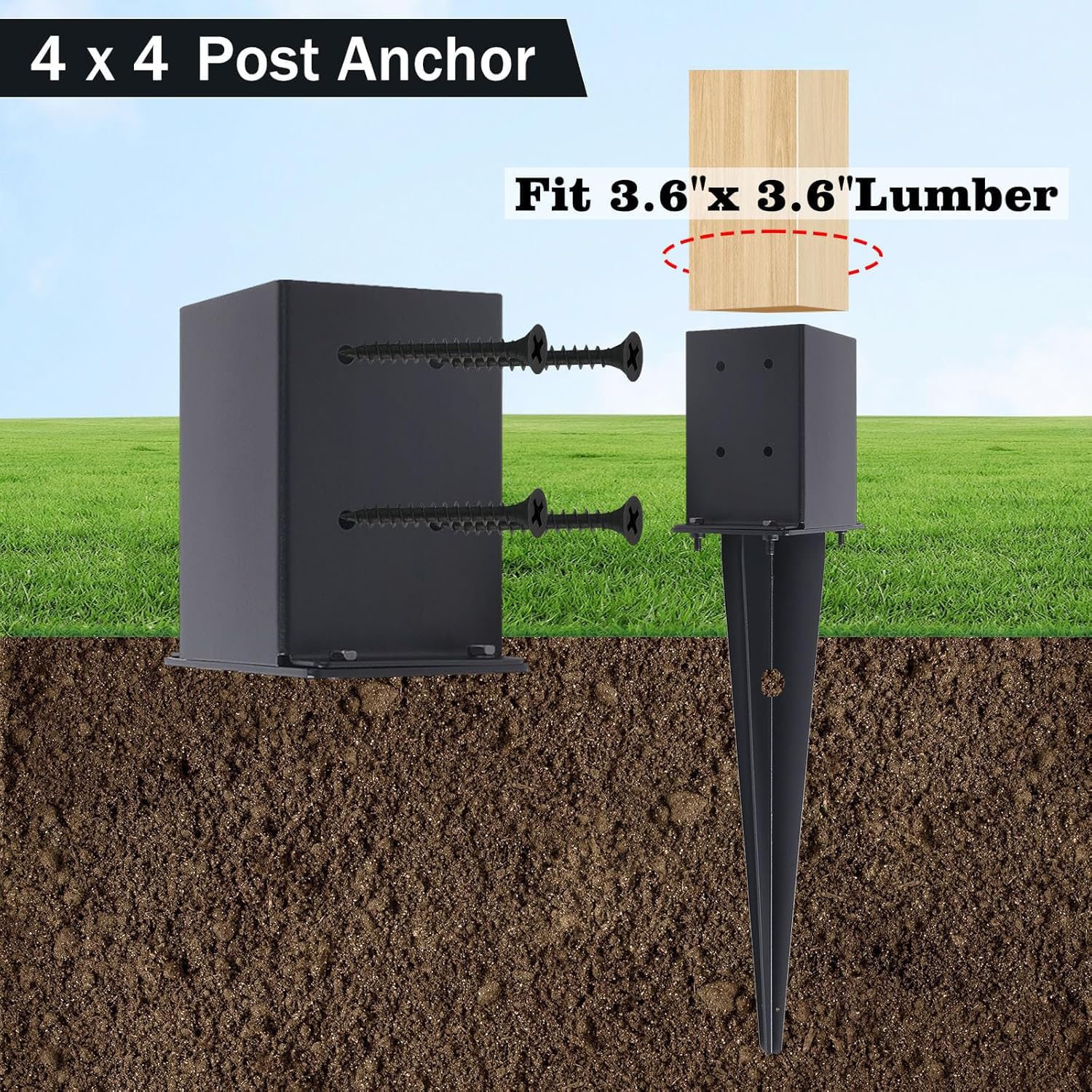 XIHUWZ 3.6x3.6 inch post fit shown for secure wooden installations