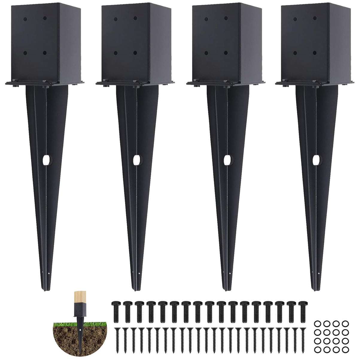 XIHUWZ fence post anchor ground spike with 22-inch reach for durable outdoor support