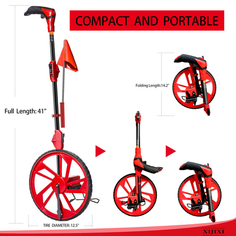 XIJIXI Distance Wheel collapsible design shows a three-part handle for portability.