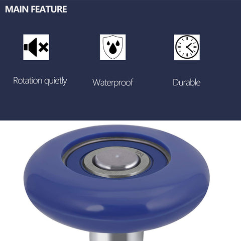 XIKE blue nylon roller with 4-inch stem for durable garage door installation.