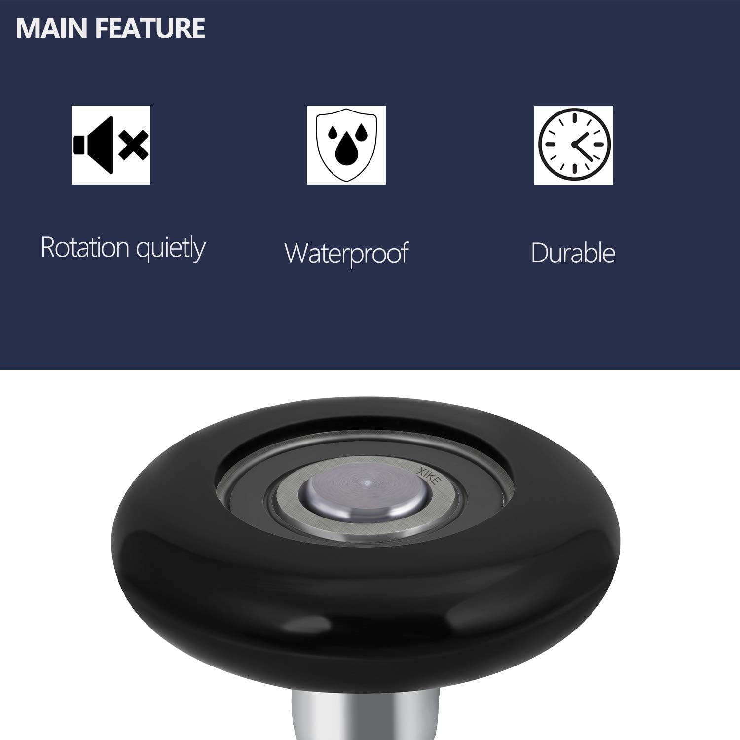 XIKE nylon roller showing a 4-inch stem for track compatibility