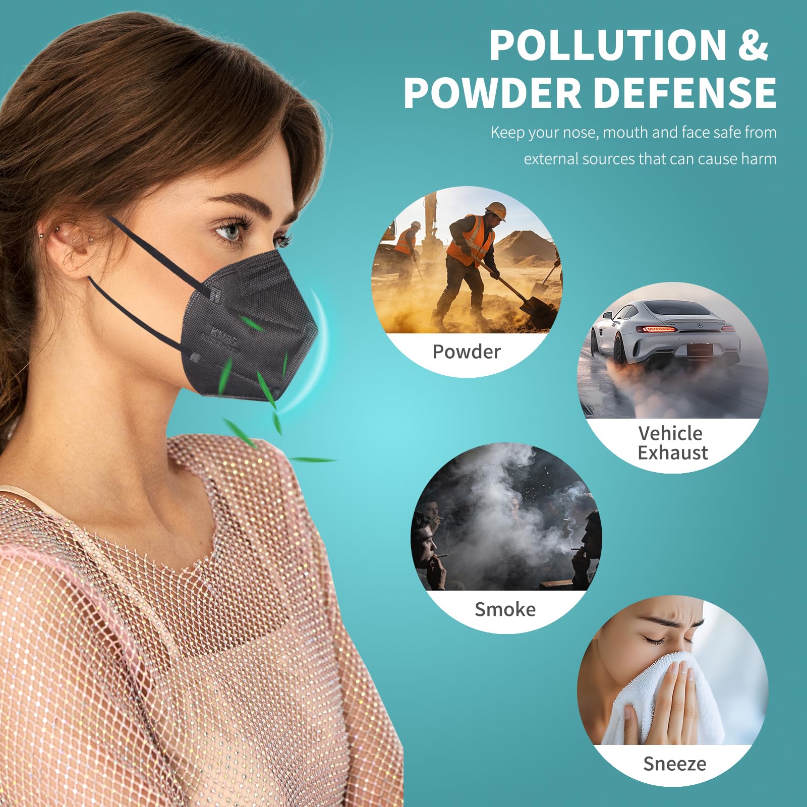 XIKII 5-layer KN95 protection for breathable safety on the go.