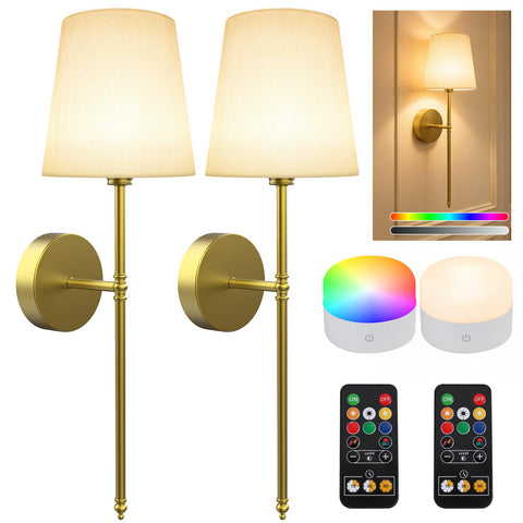 XILLUMI CORE battery wall sconce gold front view delivering warm ambient lighting.