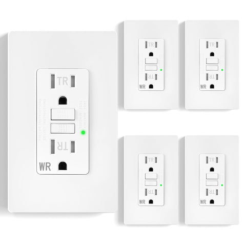 XimaoEase GFCI outlet front view with a sleek matte white finish for safe installation.