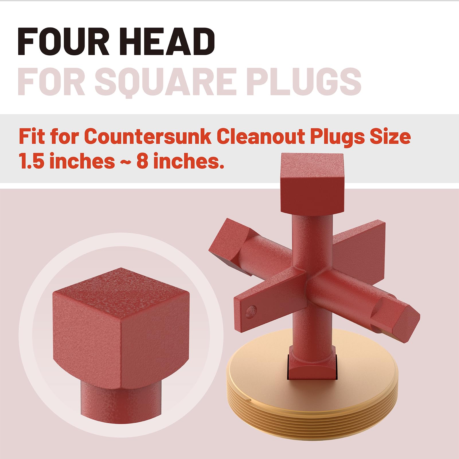 Ximoon cleanout plug wrench sizes for multiple pipe fittings.