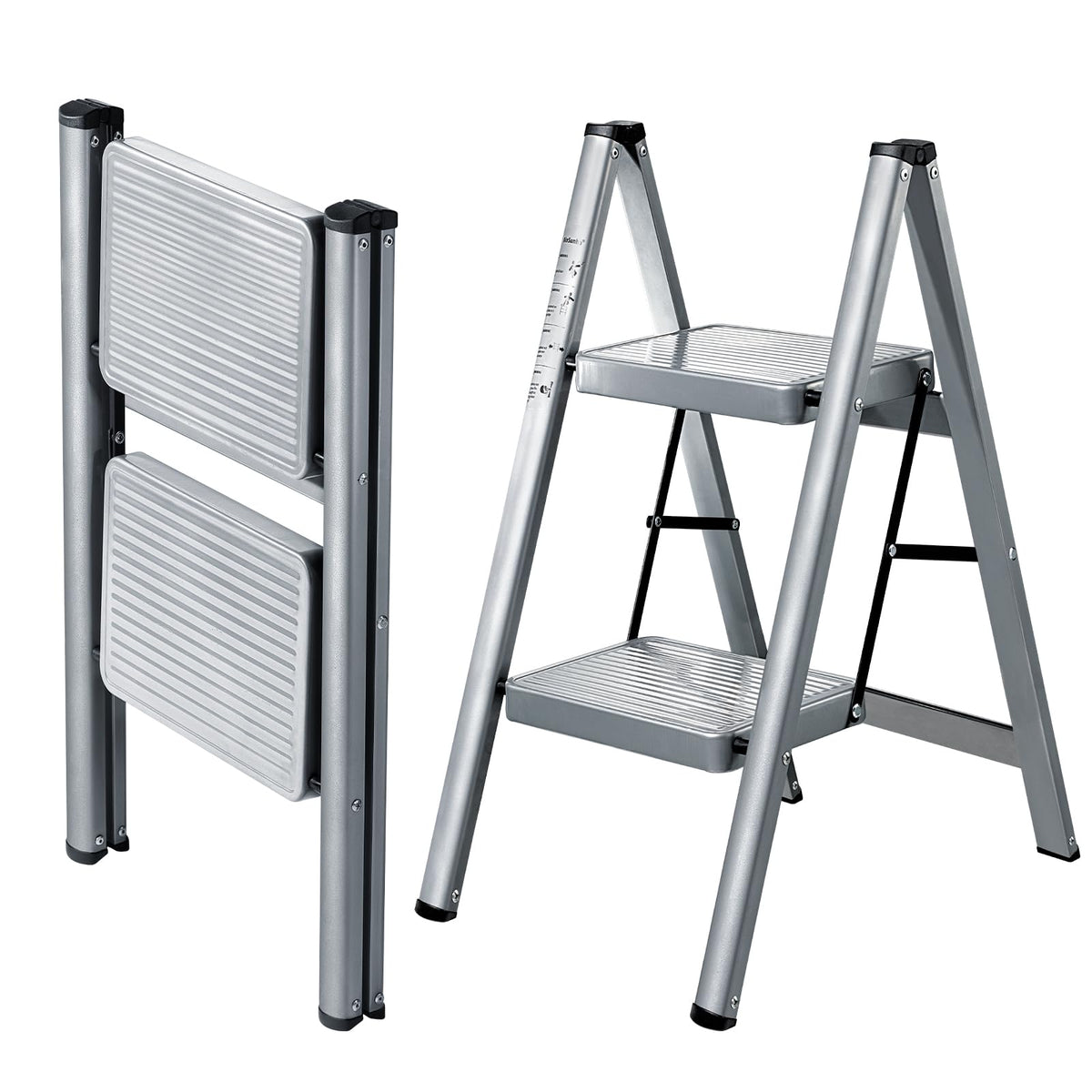 XinSunho 2-Step Ladder extended for high shelf reach and stability.