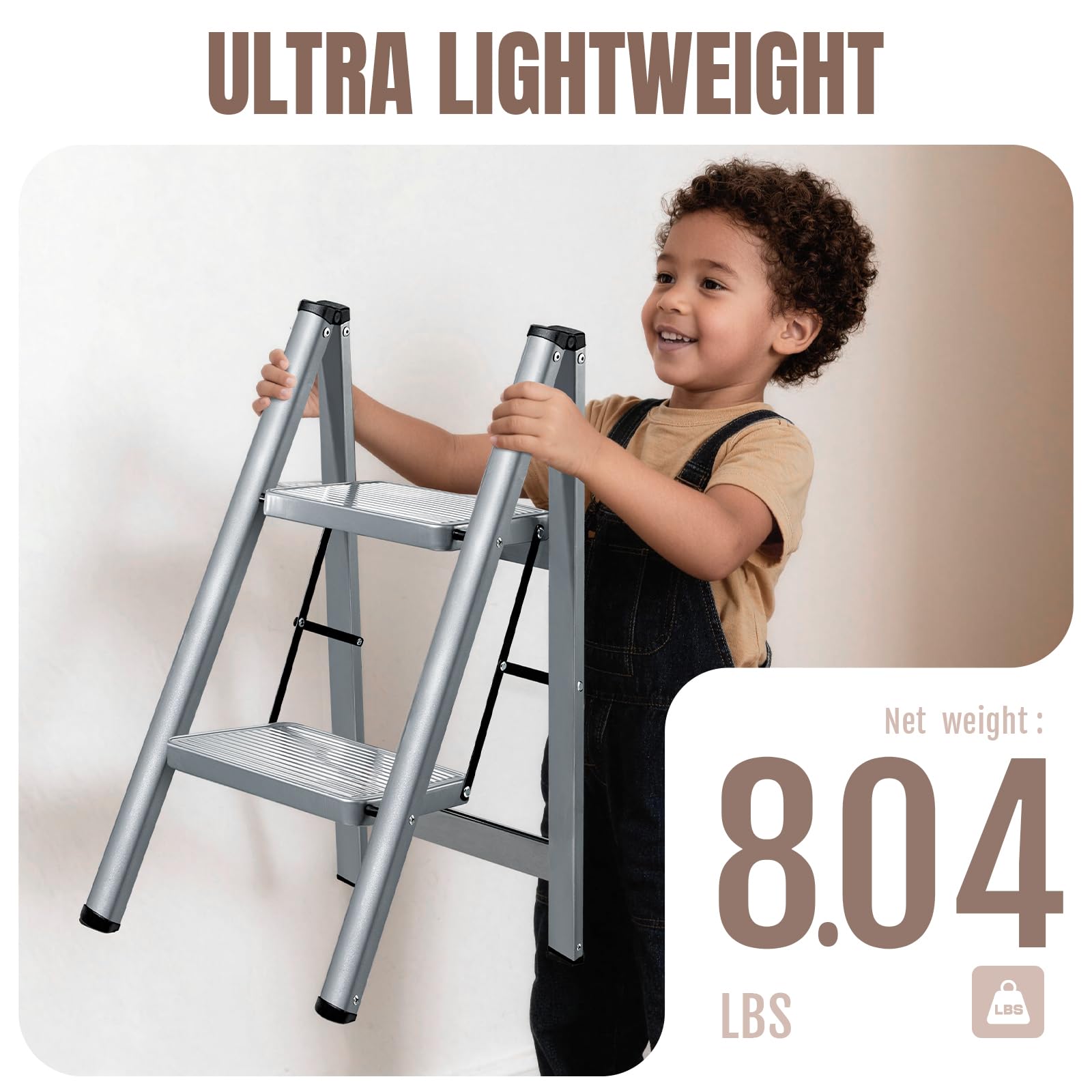 XinSunho folded ladder stored compactly in a narrow space.