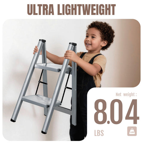 XinSunho folded ladder stored compactly in a narrow space.